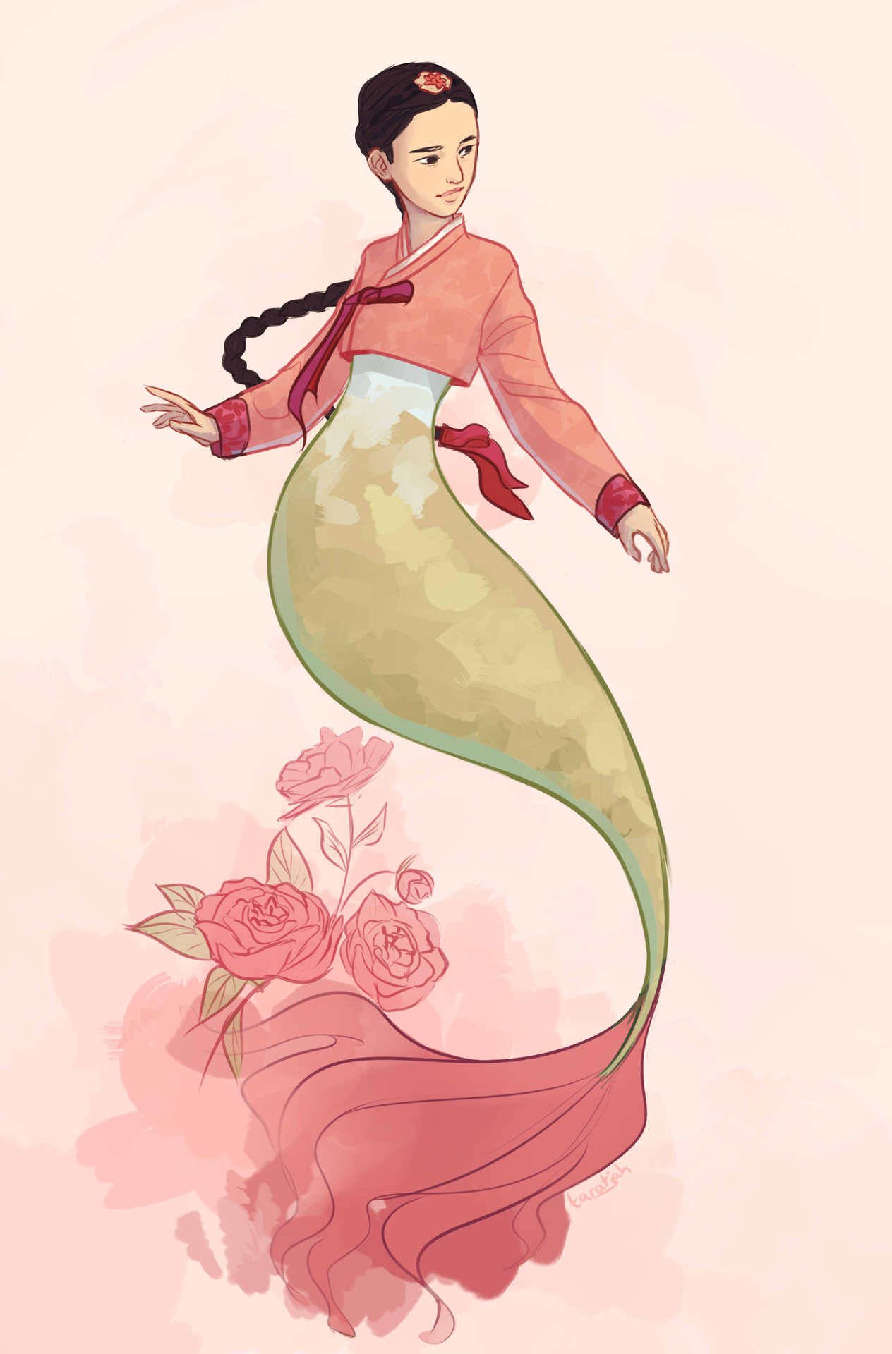 Download Flower Tail Asian Fantasy Mermaid Art