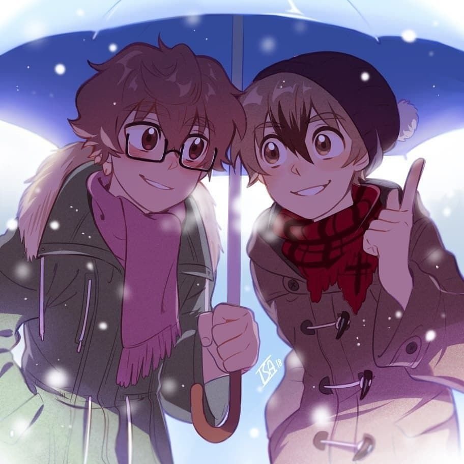 Download Two-toned Hair David García Martínez Blush Scarf Coat Umbrella Smile Glasses Tobias Ruiz Castro Comic Lalin's Curse Art