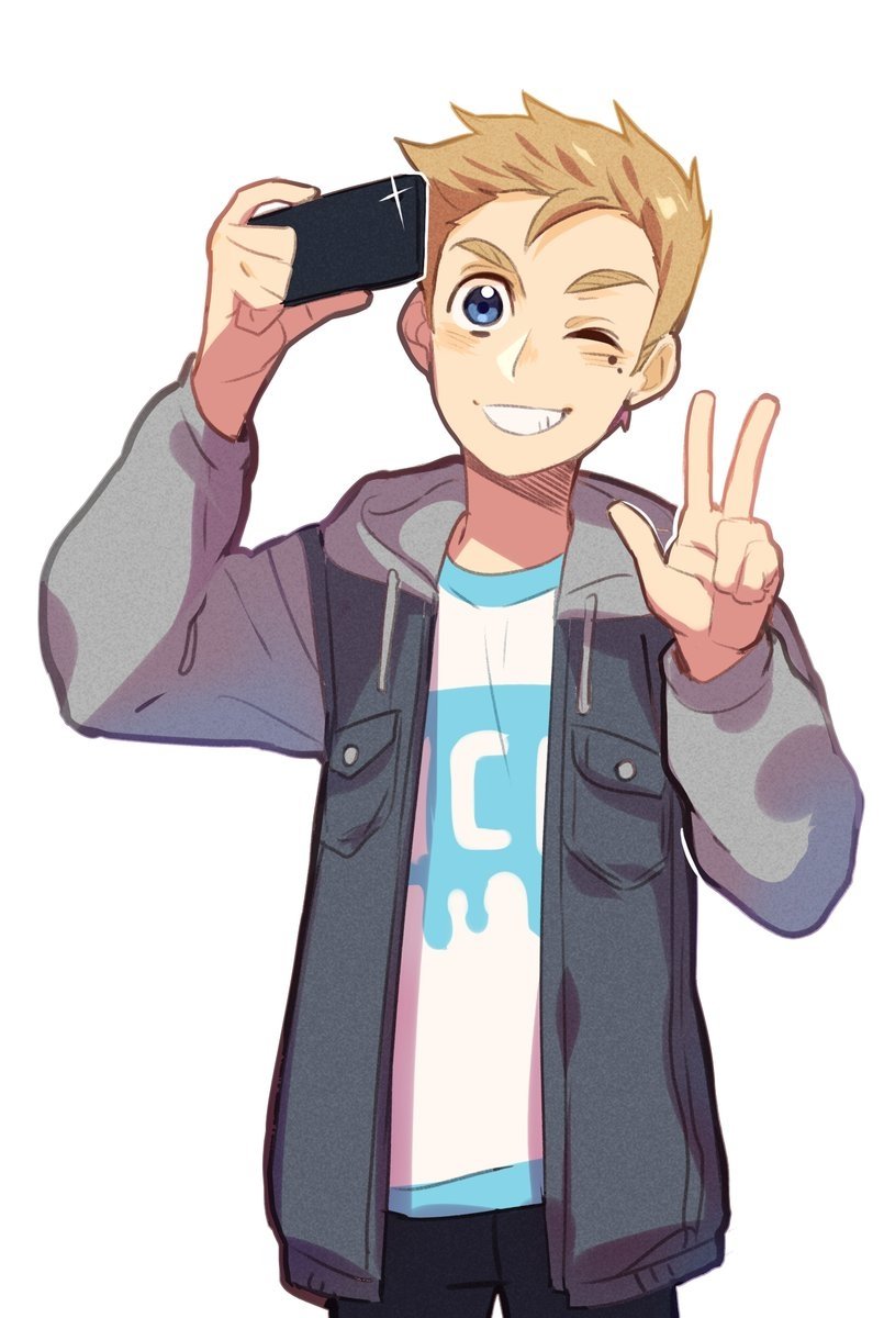 Download Peace Sign Wink Phone Blonde Blue Eyes Smile Eric Bermúdez Parejo Comic Lalin's Curse Art