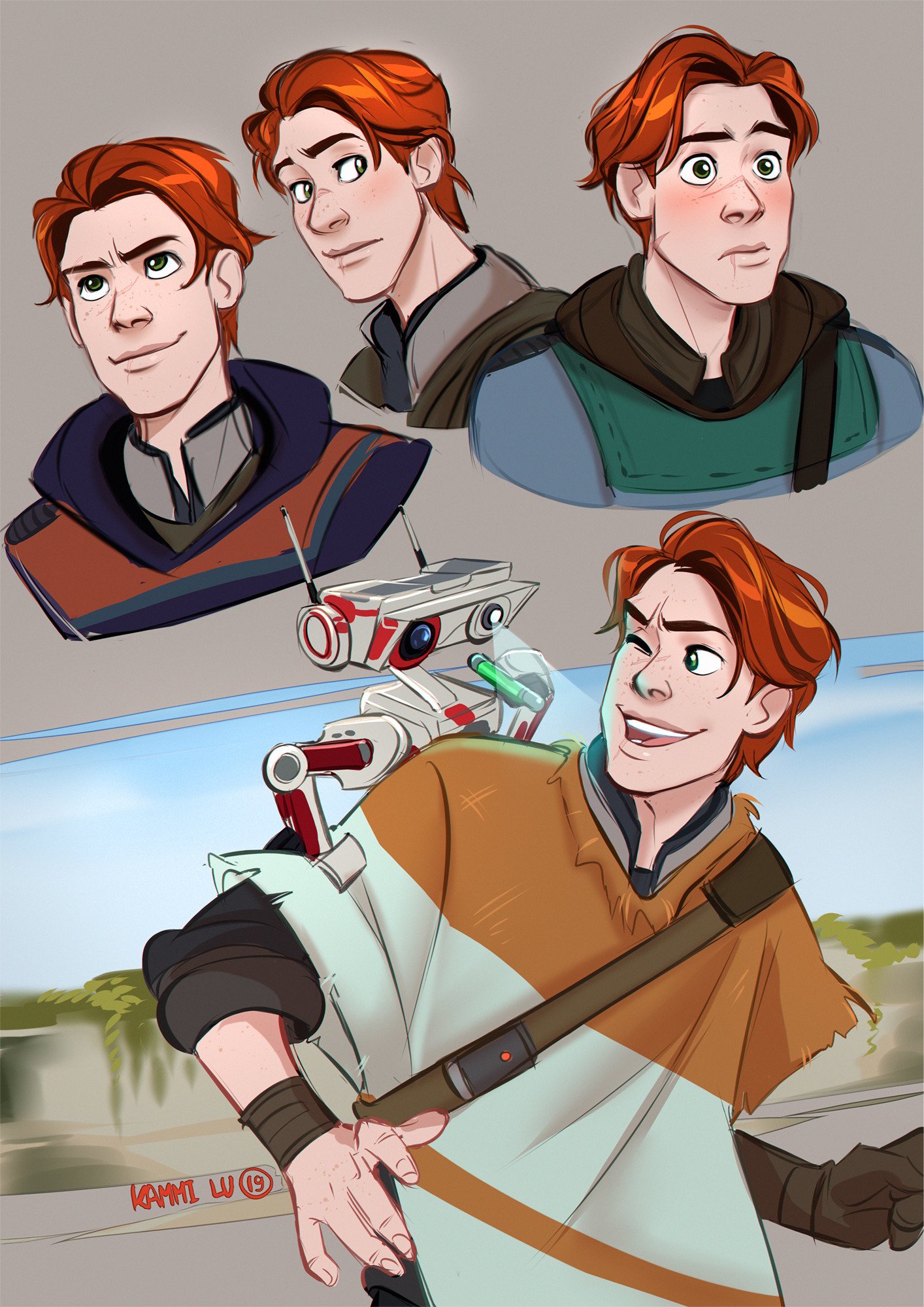 Download Red Hair Green Eyes BD-1 Cal Kestis Video Game Star Wars Jedi: Fallen Order Art