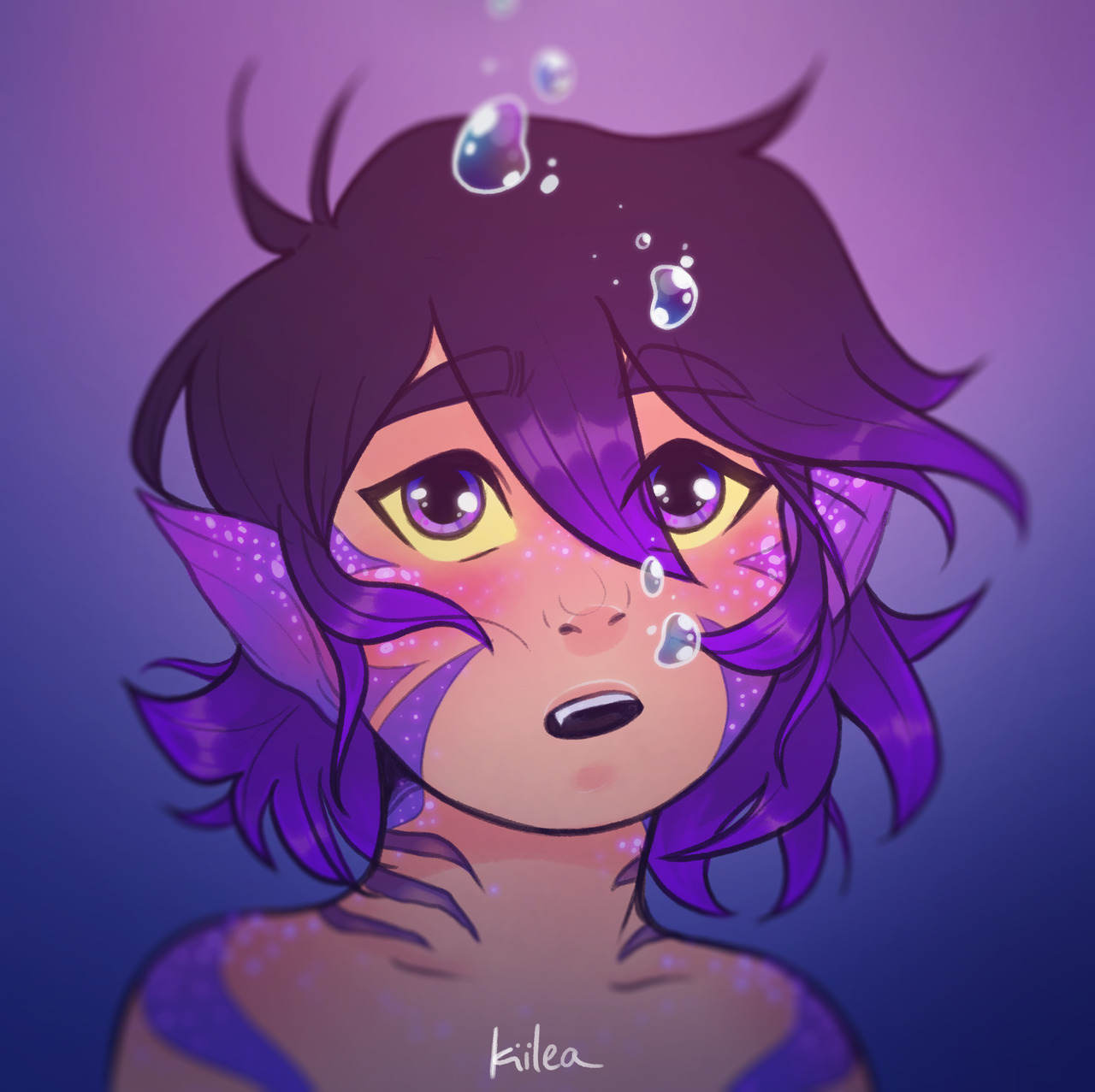 Download Keith Kogane Purple Eyes Sci Fi Merman Fantasy Mermaid Art