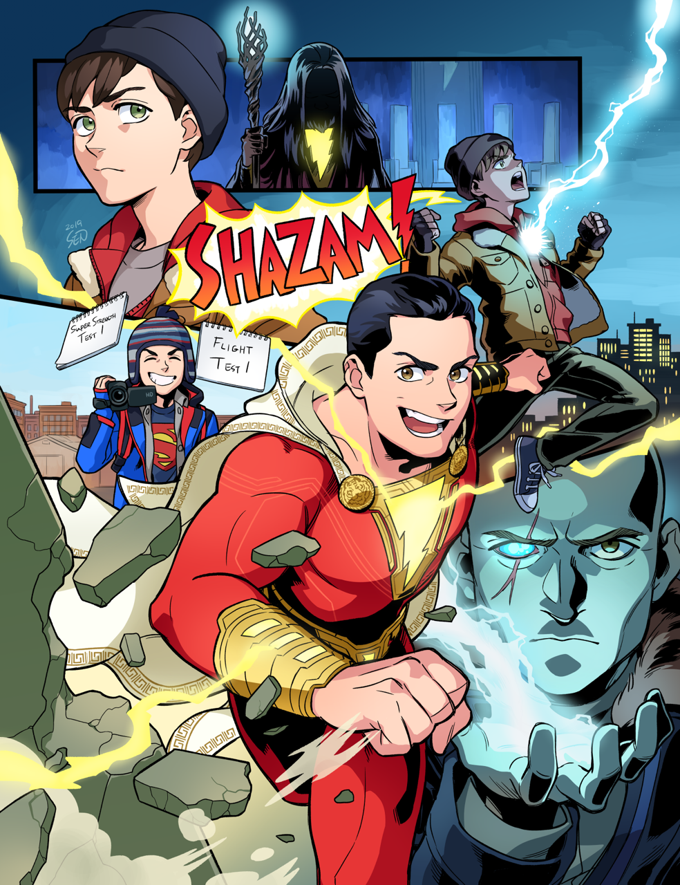 Download Shazam (Movie) Shazam (DC Comics) Billy Batson DC Comics Freddy Freeman (DC Comics) Movie Art