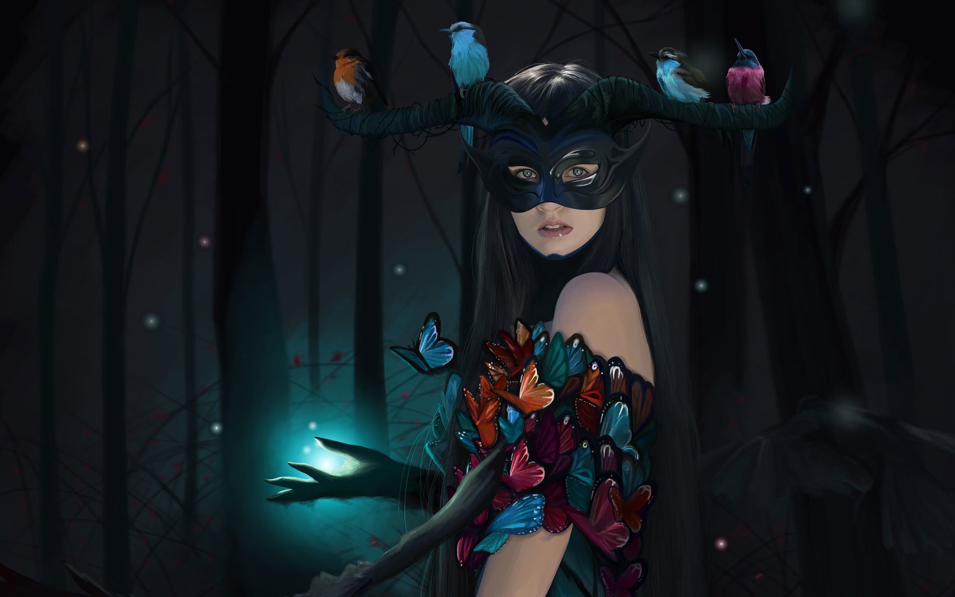 Download Horns Butterfly Bird Mask Fantasy Witch Art