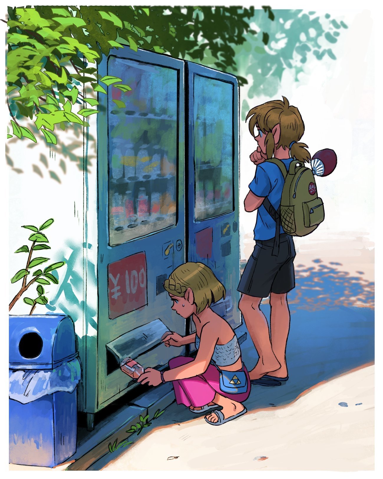 Download Pointed Ears Backpack Feet Blonde Sandal Shorts Link Princess Zelda Video Game The Legend Of Zelda Art