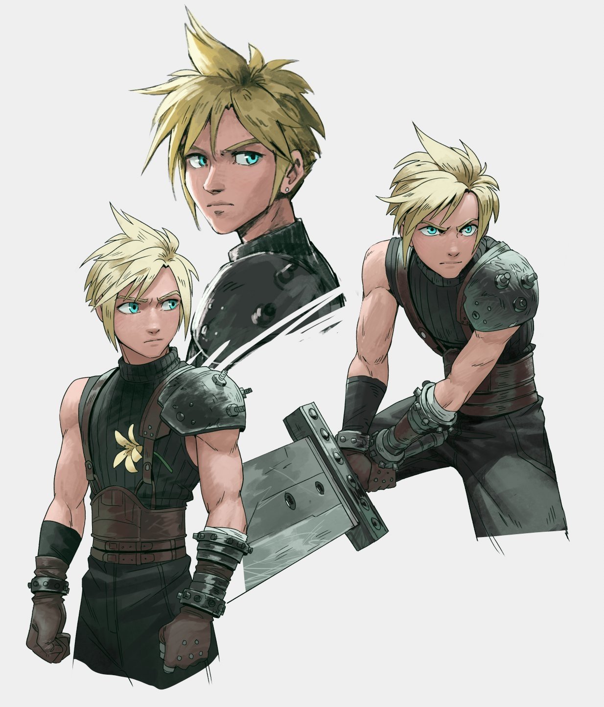 Download Buster Sword Blue Eyes Cloud Strife Video Game Final Fantasy VII Art