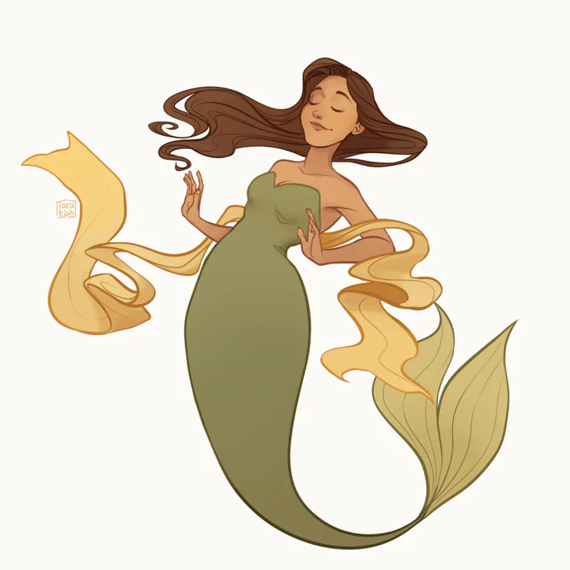brown hair tail fantasy mermaid Image