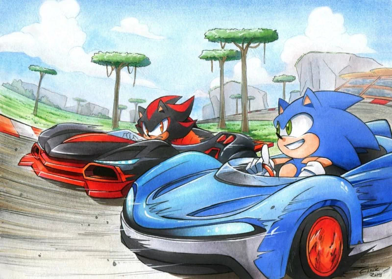 red eyes green eyes smile Shadow the Hedgehog Sonic the Hedgehog video game Team Sonic Racing Image