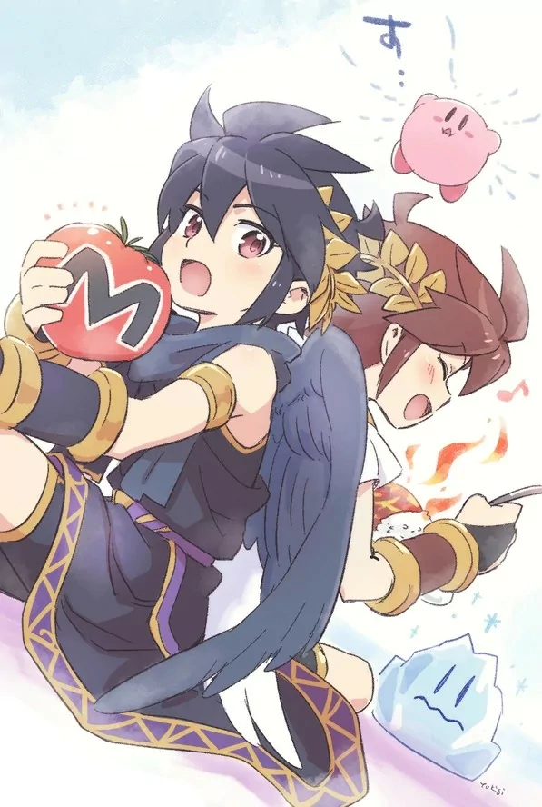 Kirby brown hair black hair wings angel Dark Pit (Kid Icarus) Pit (Kid Icarus) video game Kid Icarus Image