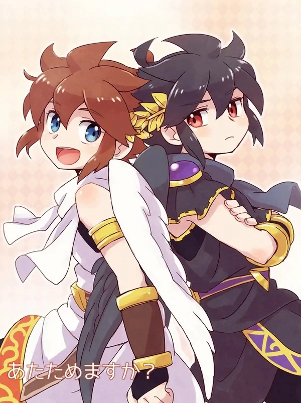 black hair brown hair angel Dark Pit (Kid Icarus) Pit (Kid Icarus) video game Kid Icarus Image