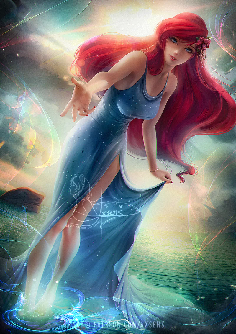 long hair The Little Mermaid smile red hair Ariel (The Little Mermaid) movie The Little Mermaid (1989) Image
