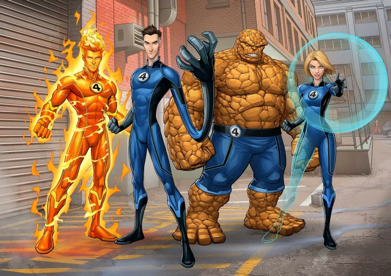 Susan Storm Johnny Storm Reed Richards Mister Fantastic Human Torch (Marvel Comics) Thing (Marvel Comics) Invisible Woman Comic Fantastic Four Image