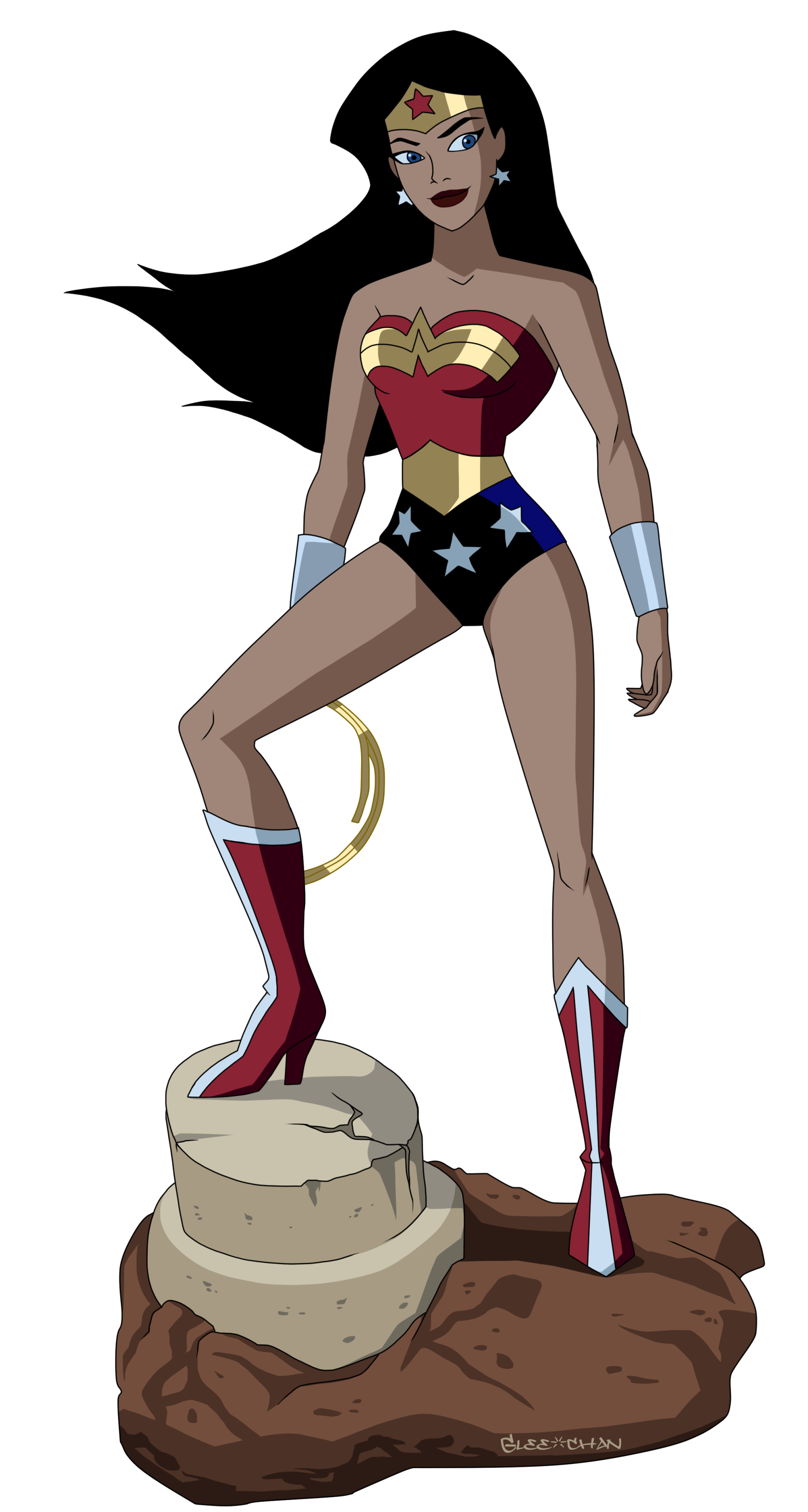 Download Long Hair Lasso Of Truth Black Hair Diana Prince Wonder Woman TV Show Justice League Unlimited Art