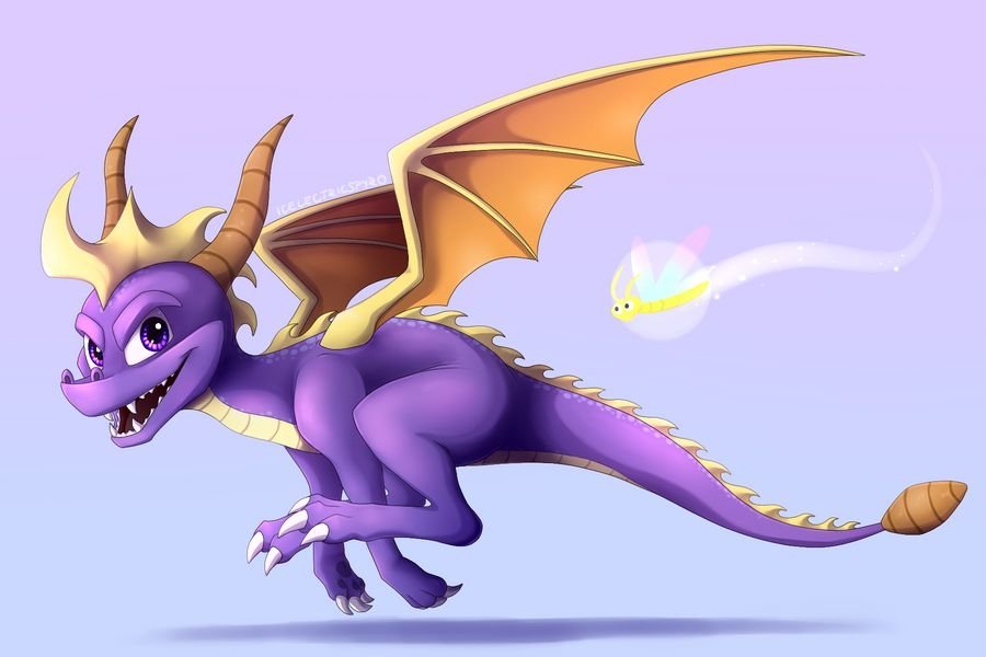 Download Purple Eyes Tail Sparks The Dragonfly Running Wings Dragon Spyro (Character) Video Game Art