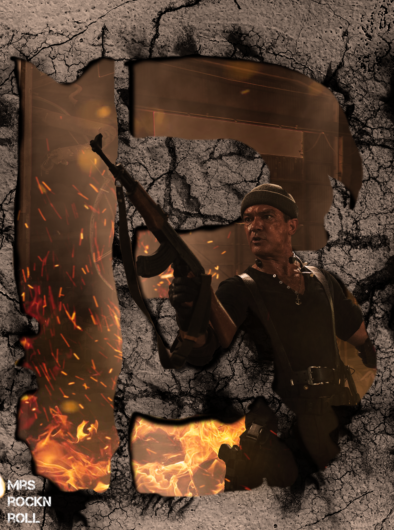 Antonio Banderas, Galgo from The Expendables (Piece B of the Panorama) by Mrs_RockNRoll