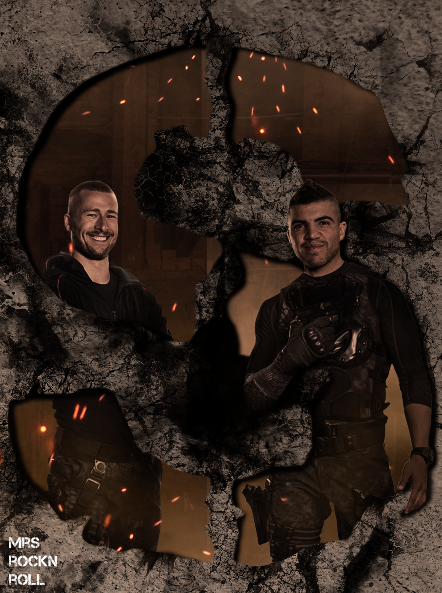 Glen Powell and Victor Ortiz, Thorn and Mars from The Expendables (Piece S of the Panorama) by Mrs_RockNRoll