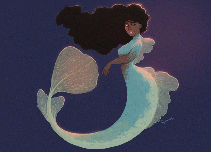 tail long hair fantasy mermaid Image