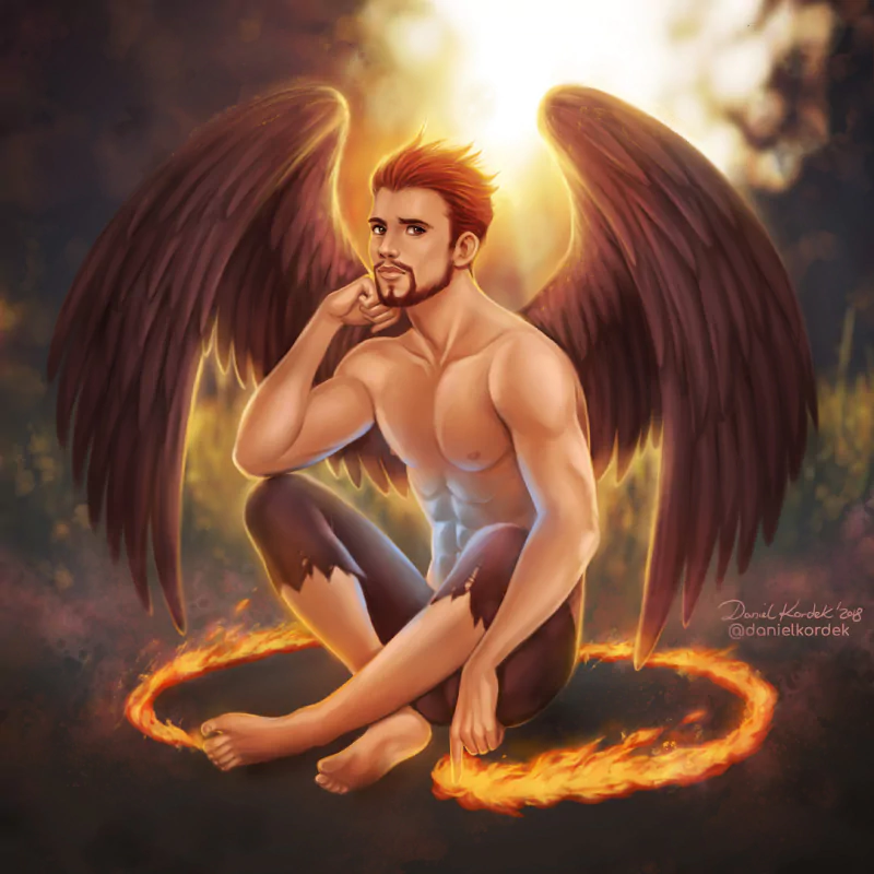 red hair feet wings fire fantasy fairy Image