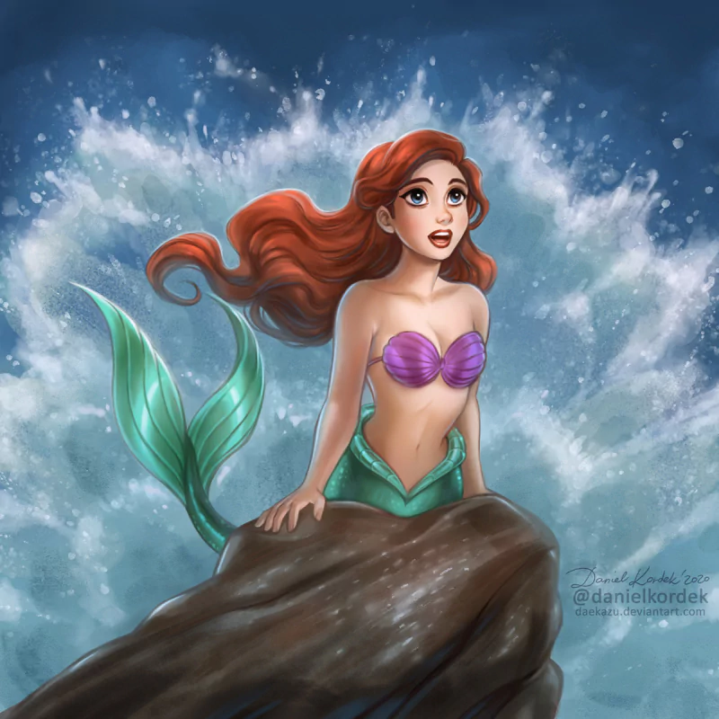 wave The Little Mermaid red hair mermaid Ariel (The Little Mermaid) movie The Little Mermaid (1989) Image