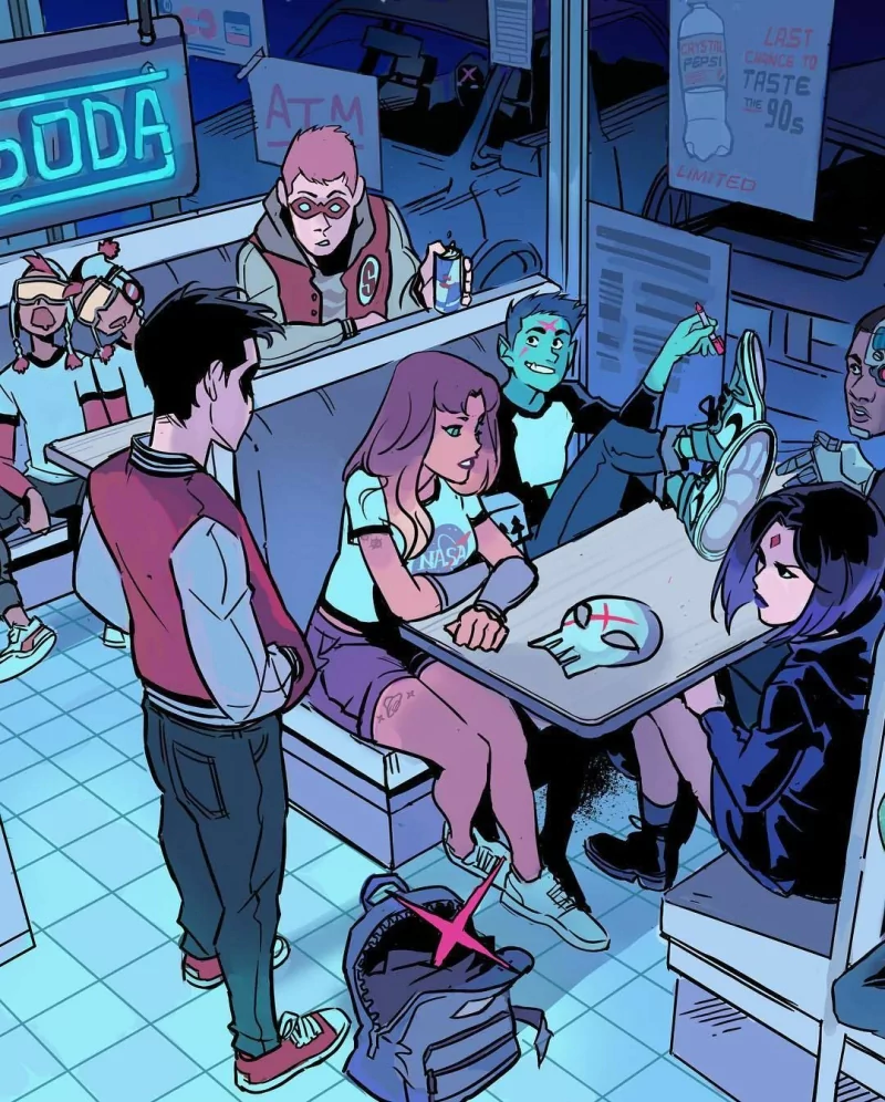 Koriand'r Victor Stone Mas y Menos Red X Garfield Logan Roy Harper Cyborg (DC Comics) Starfire (DC Comics) Raven (DC Comics) Dick Grayson Beast Boy Comic Teen Titans Image