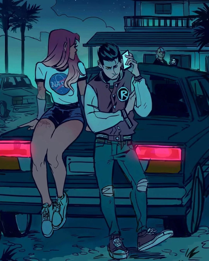 Koriand'r Raven (DC Comics) Cyborg (DC Comics) Robin (DC Comics) Starfire (DC Comics) Dick Grayson Comic Teen Titans Image