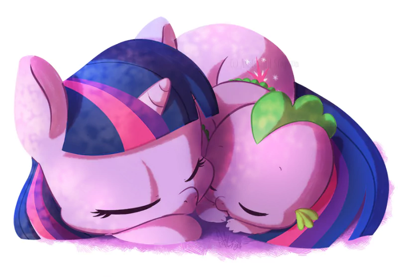 sleeping cute Spike (My Little Pony) Twilight Sparkle TV Show My Little Pony: Friendship Is Magic Image
