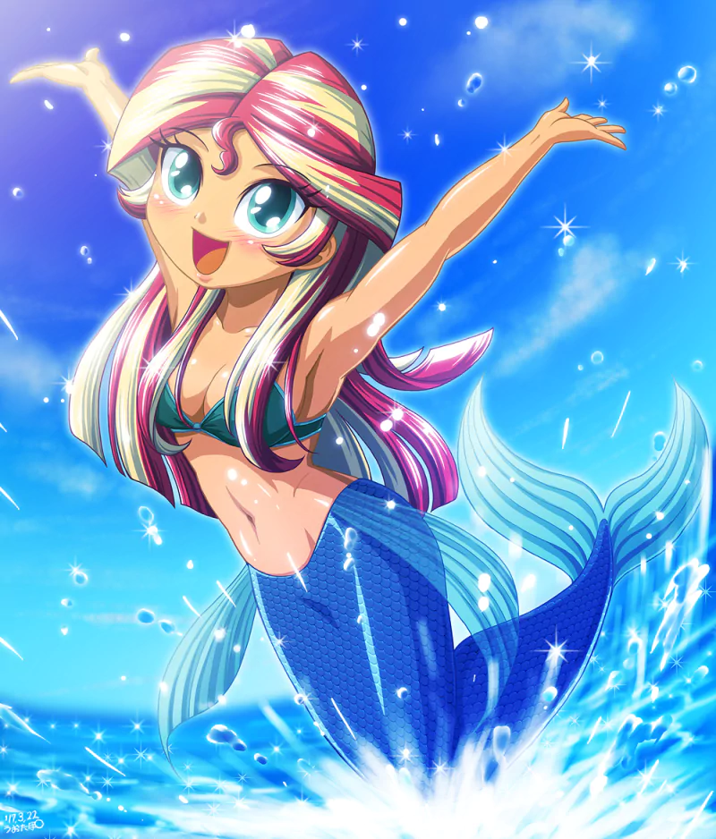 two-toned hair cute water red hair mermaid Sunset Shimmer TV Show My Little Pony: Equestria Girls Image