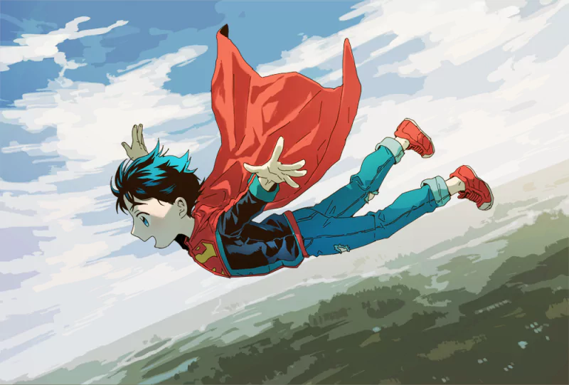 sneakers cape black hair blue eyes DC Comics flying Jon Kent Comic Superboy Image
