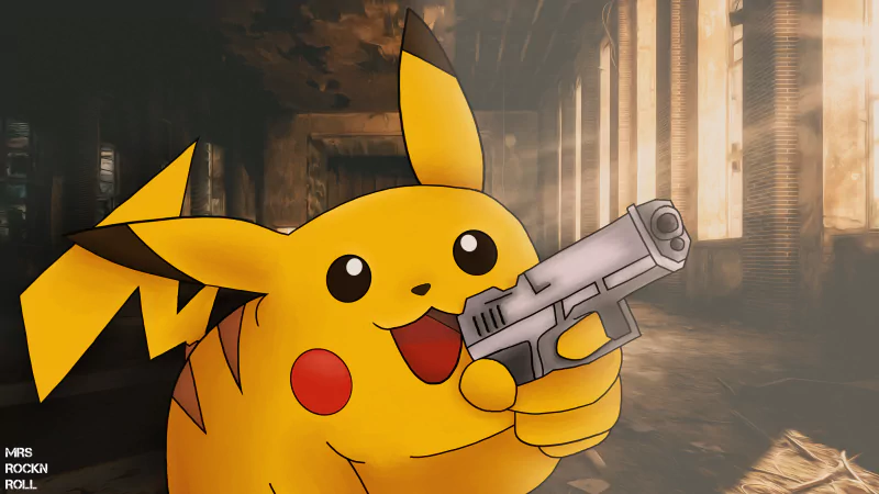  Anime Pokémon - Pikachu with Pistol - Psycho Pikachu