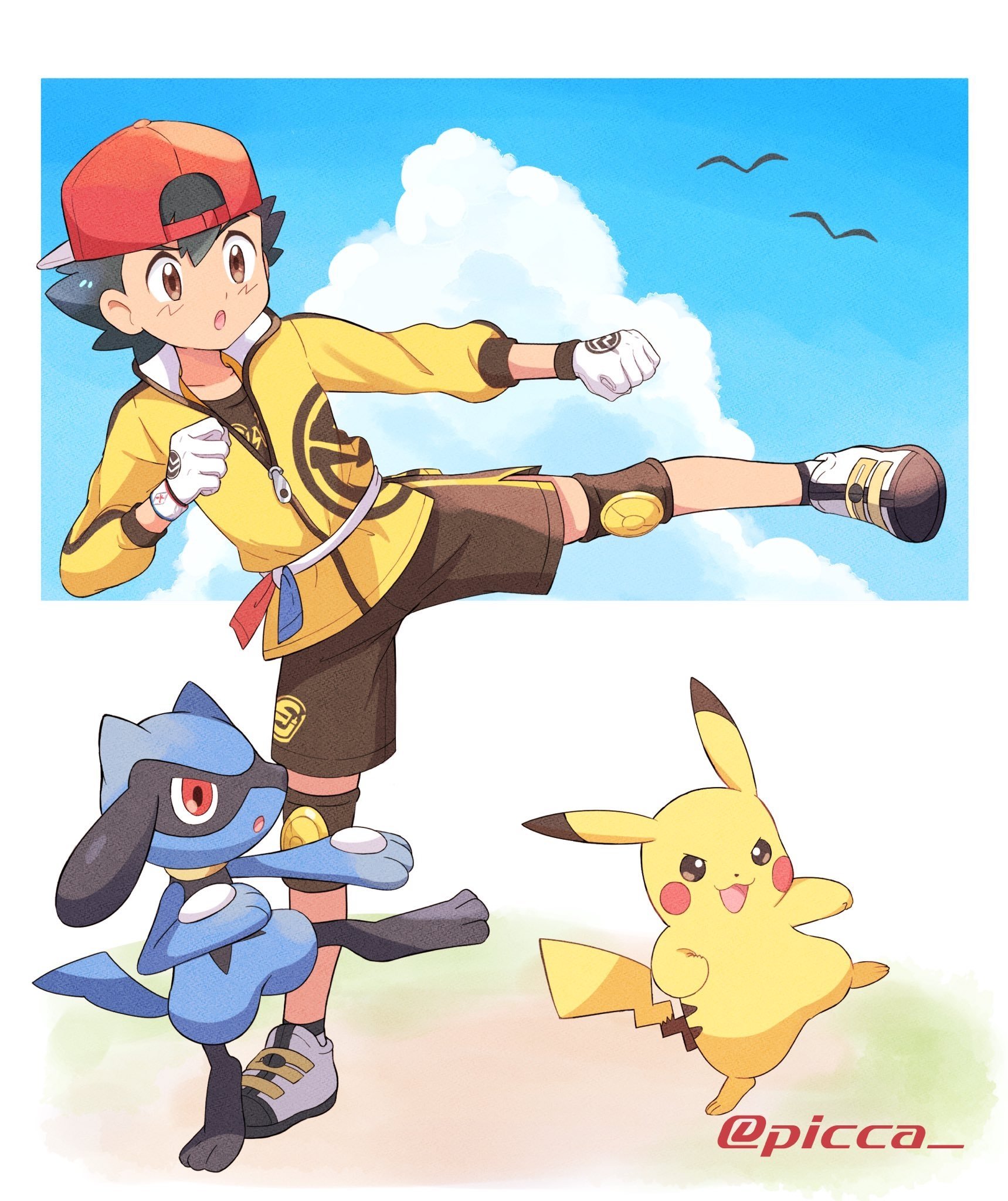 Riolu Lucario Pikachu Ash Ketchum Drawing Pikachu Png