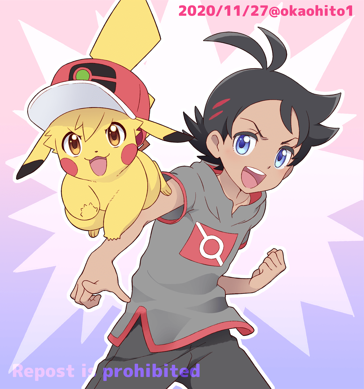 Download Black Hair Cap Pikachu Ash Ketchum Goh (Pokémon) Anime Pokemon Art