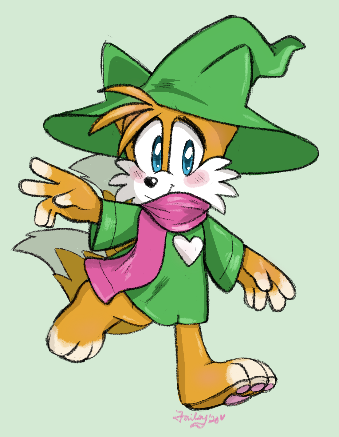 Download Deltarune Smile Hat Blue Eyes Cute Paw Miles 'Tails' Prower Video Game Crossover Art