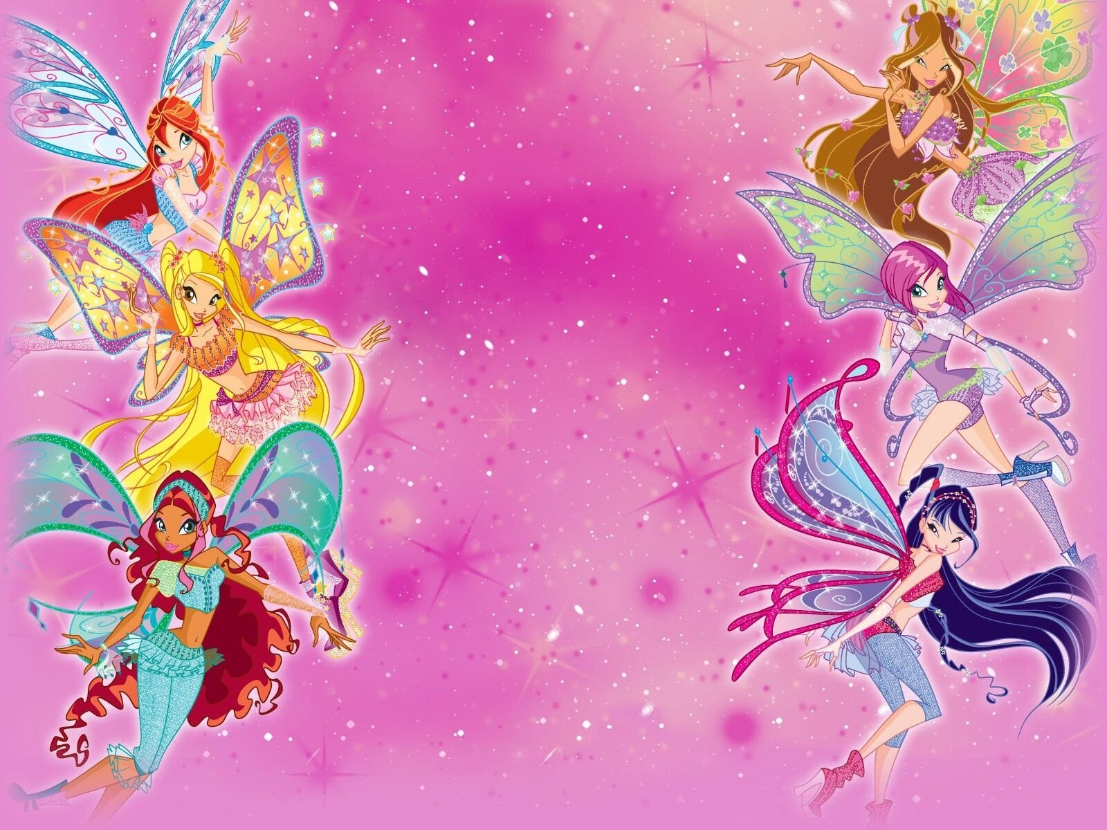 Download Pink Wings Fairy Tecna (Winx Club) Flora (Winx Club) Stella (Winx Club) Bloom (Winx Club) Musa (Winx Club) Aisha (Winx Club) TV Show Winx Club Art