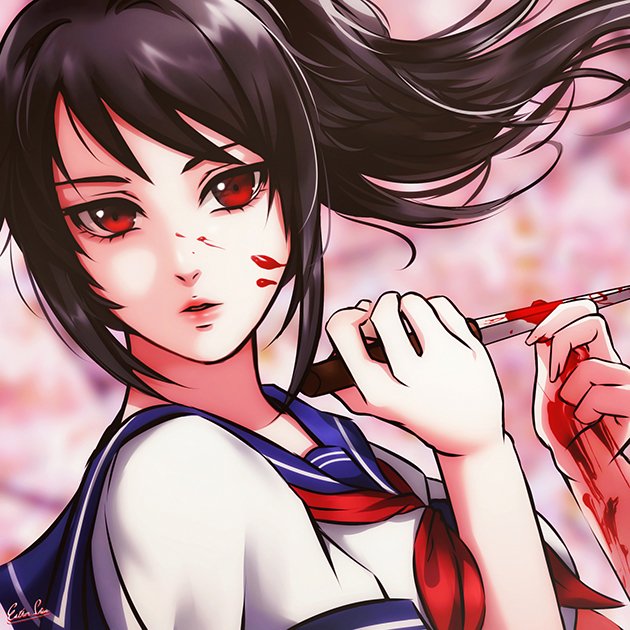 Download School Uniform Knife Red Eyes Yandere-Chan Video Game Yandere Simulator Art