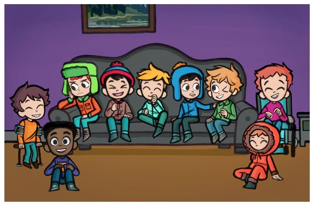 Download Timmy Burch Couch Kenny McCormick Craig Tucker Tweek Tweak Stan Marsh Jimmy Valmer Tolkien Black Kyle Broflovski Butters Stotch TV Show South Park Art
