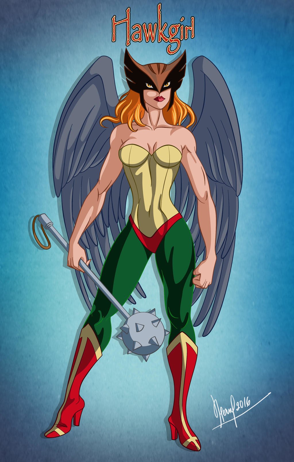 Download Red Hair Mace Wings Hawkgirl (DC Comics) Shayera Hol Comic Hawkgirl Art