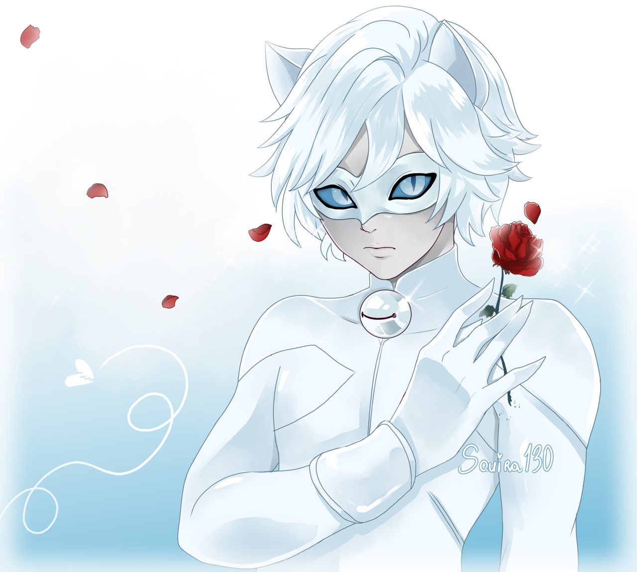 Download Supervillain Mask Rose Blue Eyes Cat Blanc (Miraculous Ladybug) TV Show Miraculous Ladybug Art