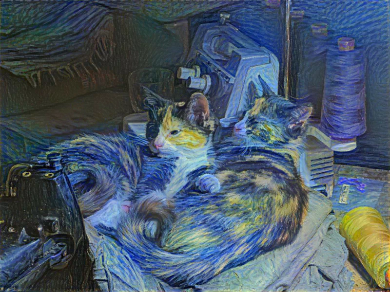  Cats Art in van Gogh style