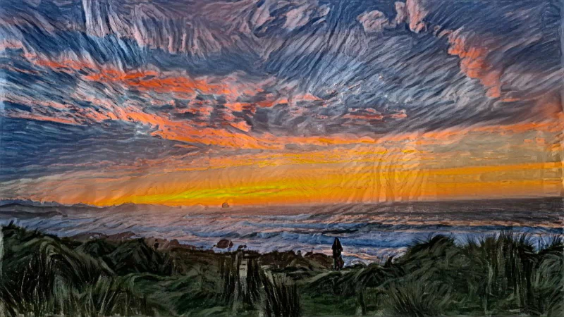  Beach pic transformed in a van Gogh style