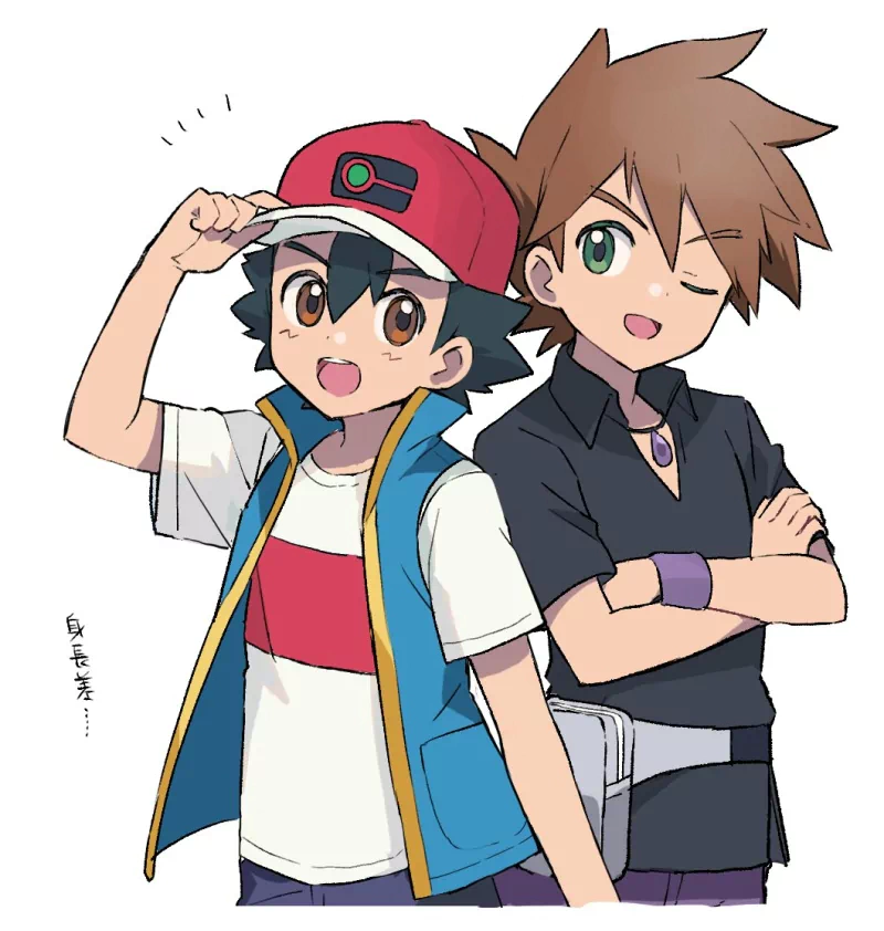 Gary Oak (Pokémon) green eyes brown eyes cap wink Ash Ketchum Anime Pokemon Image