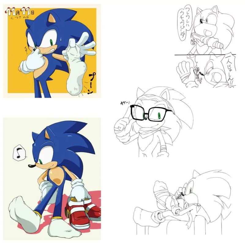 green eyes sneakers Sonic Boom glasses socks video game Sonic the Hedgehog Image
