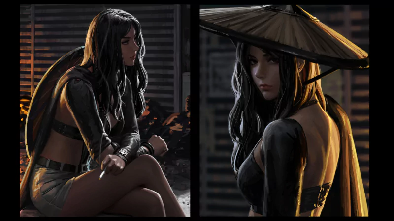 smoking fantasy woman warrior Image