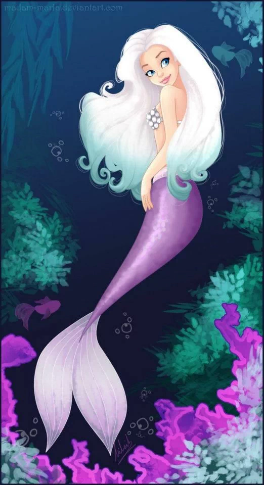 white hair fantasy mermaid Image