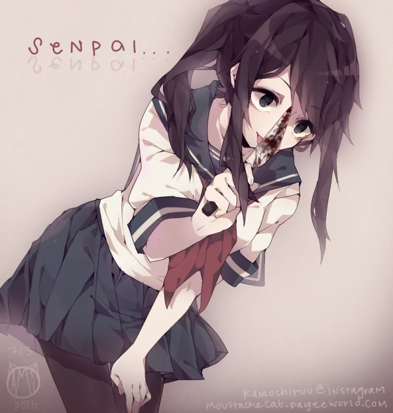 school uniform grey eyes knife Ayano Aishi Yandere-Chan video game Yandere simulator Image