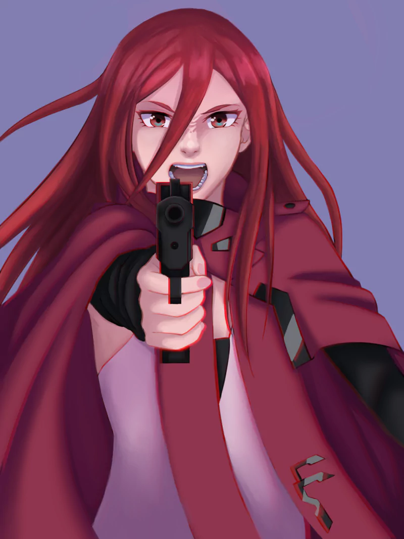 red hair weapon gun Tuan Kirie Anime Harmony Image
