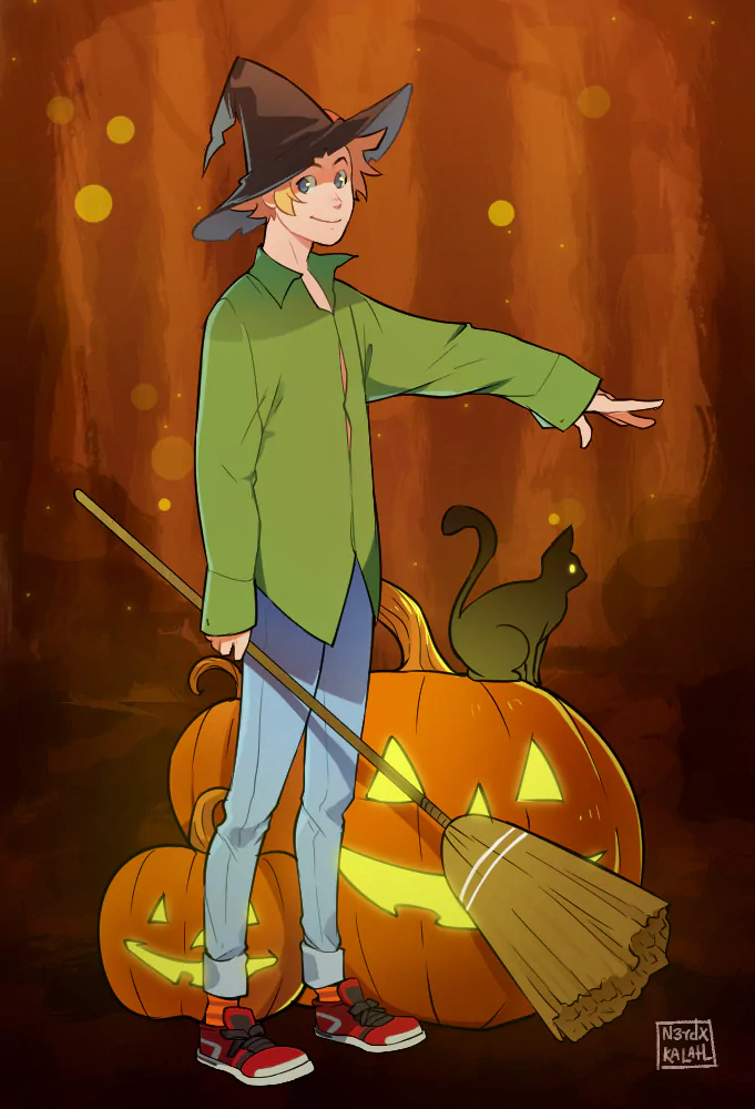 halloween smile cat witch hat broomstick pumpkin Tweek Tweak TV Show South Park Image