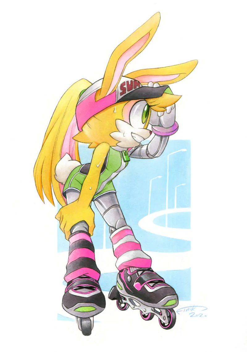 green eyes cap roller skates Bunnie Rabbot video game Sonic the Hedgehog Image