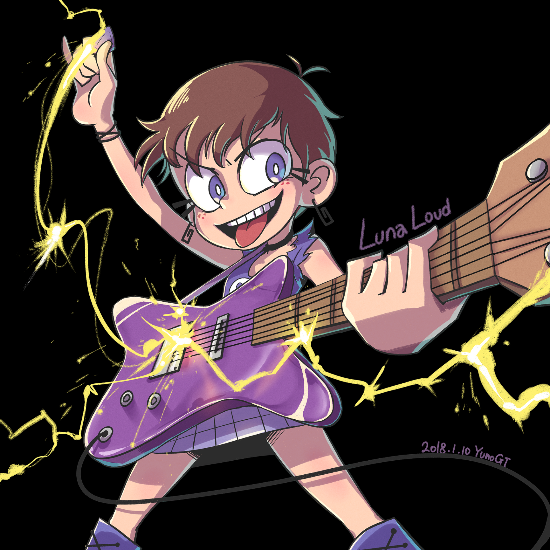 Download Luna Loud TV Show The Loud House Guitar Cartoon Art