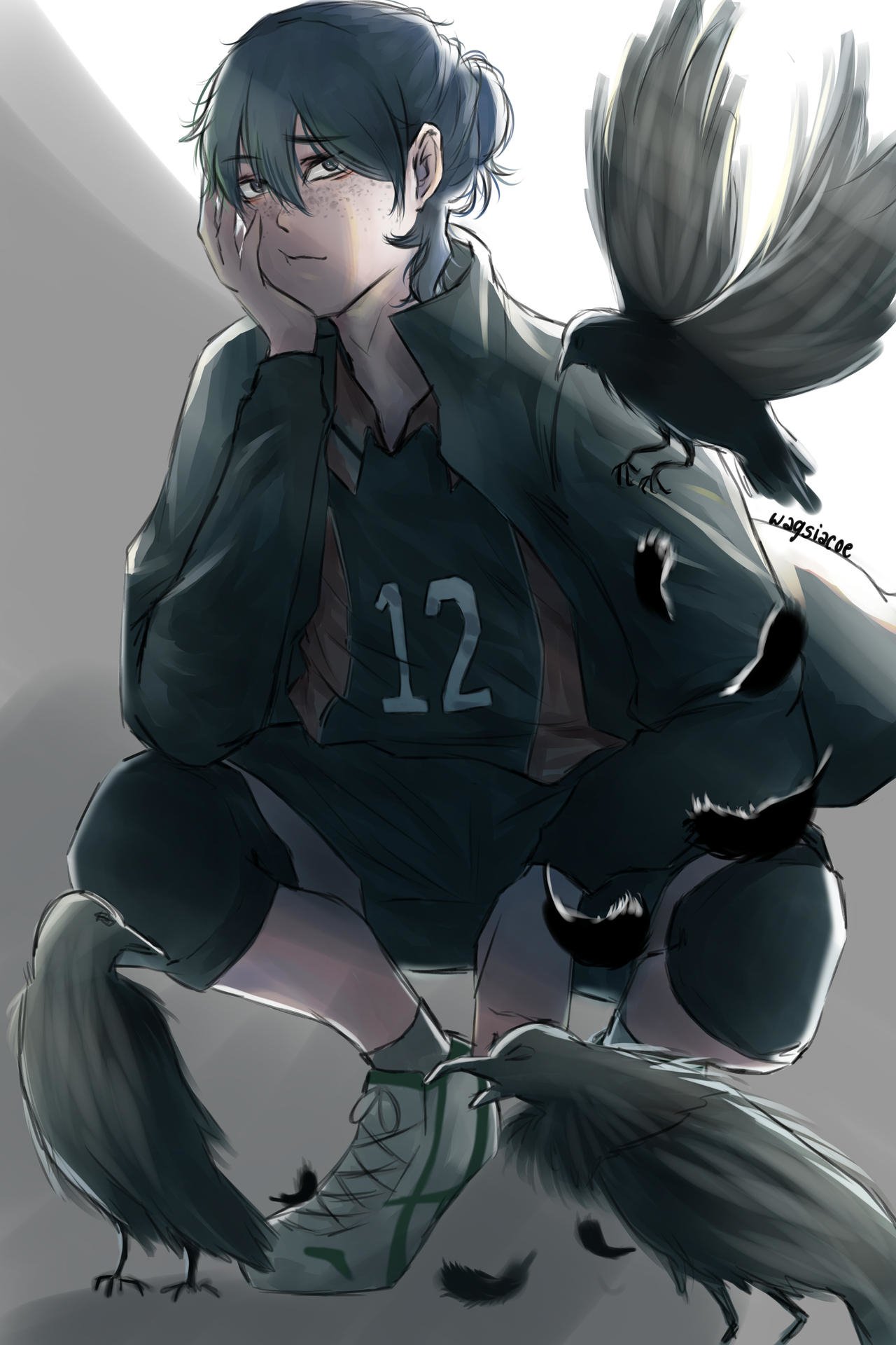 Download Tadashi Yamaguchi Haikyū!! Crow Green Hair Anime Art