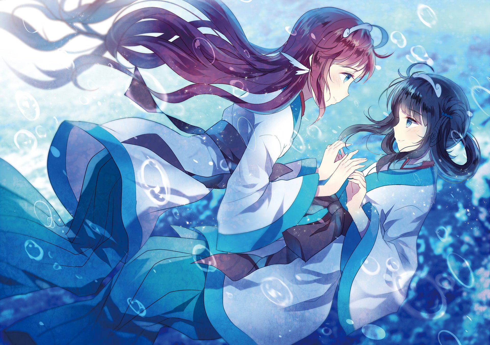 Download Underwater Chisaki Hiradaira Long Hair Manaka Mukaido Anime Nagi No Asukara Art