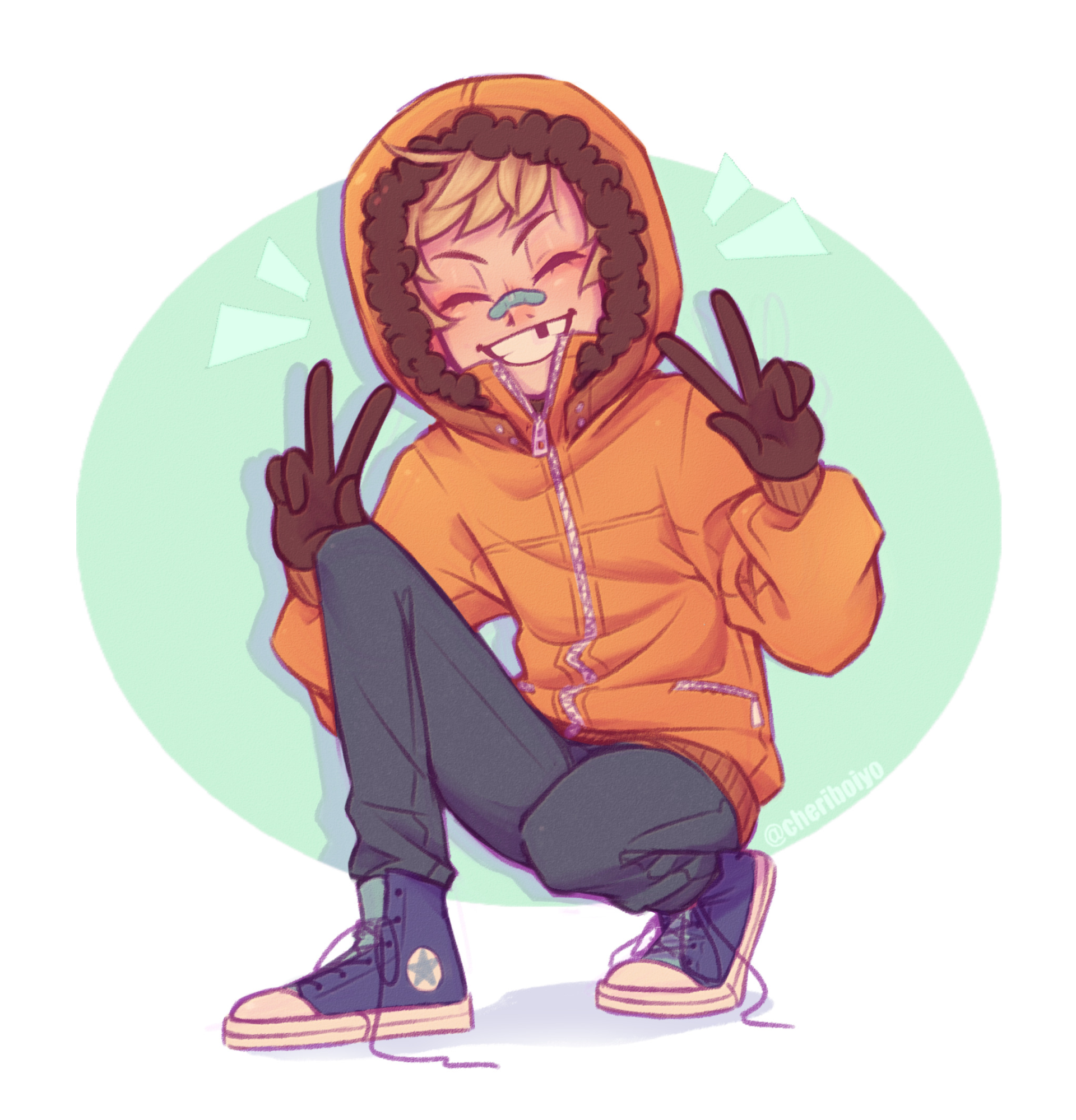 Download Peace Sign Blonde Smile Hoodie Kenny McCormick TV Show South Park Art